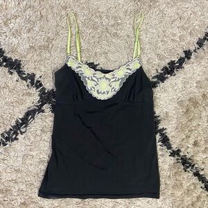 American Eagle grey soft Y2K inspired goth punk floral lace layering tank